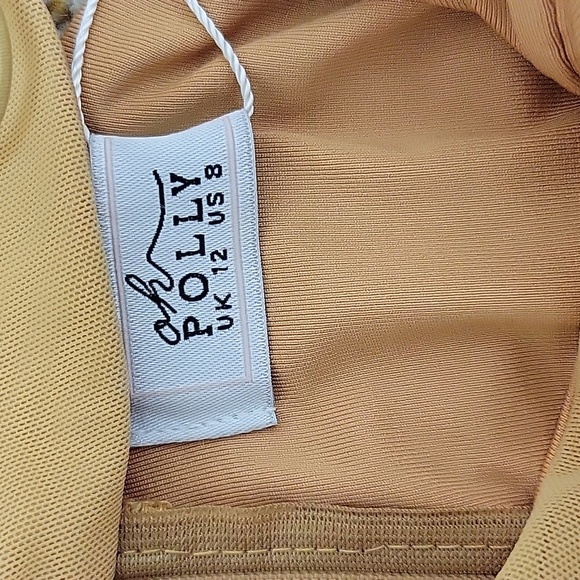 Oh Polly, women's  Gold Ruched Mini Dress Sz 8. New With Tags. Nylon, Elastane - Picture 6 of 7